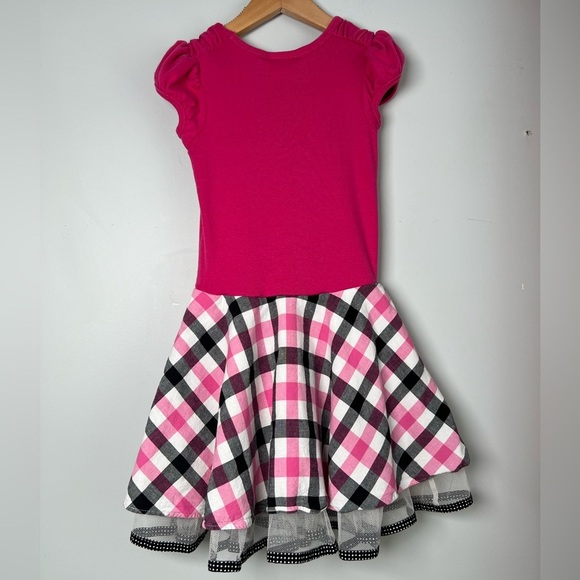 Rare Editions Dress Pink and Black Plaid Ballet Ballerina Ribbon Rhinestones 6 - Picture 2 of 7